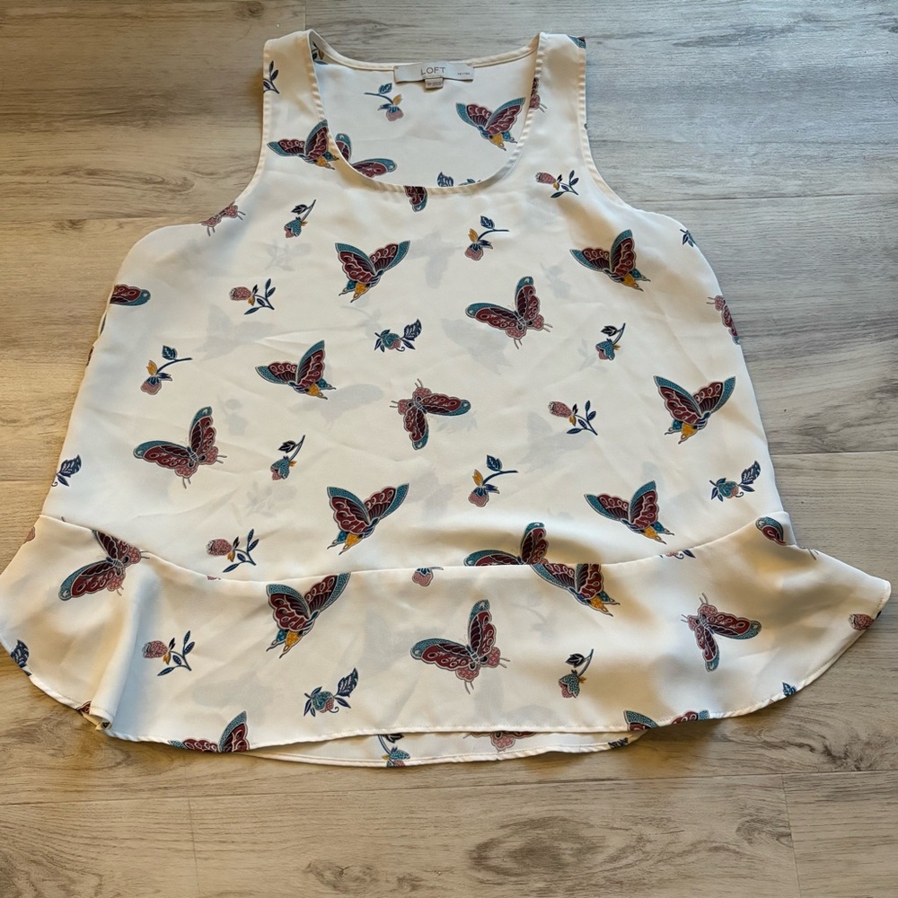 Ann Taylor Loft Petite Small Butterfly Tank Top